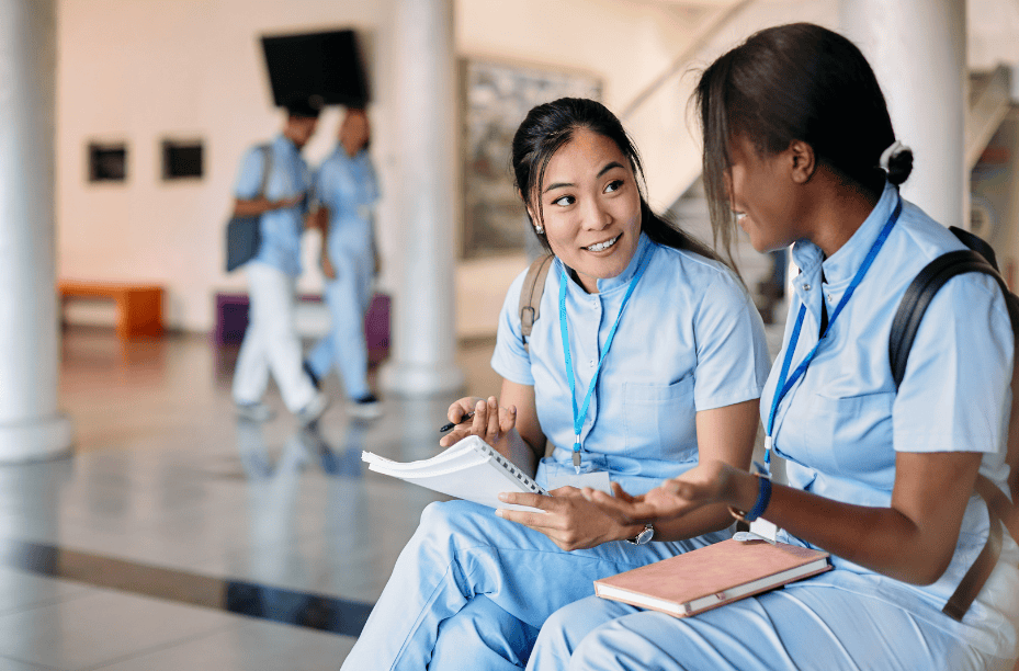 Nurses discussing the common Texas nursing license renewal issues