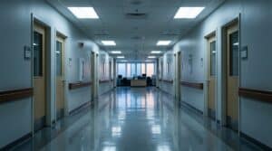 Empty hospital corridor at dawn, representing how many nurses lose their license in Texas each year